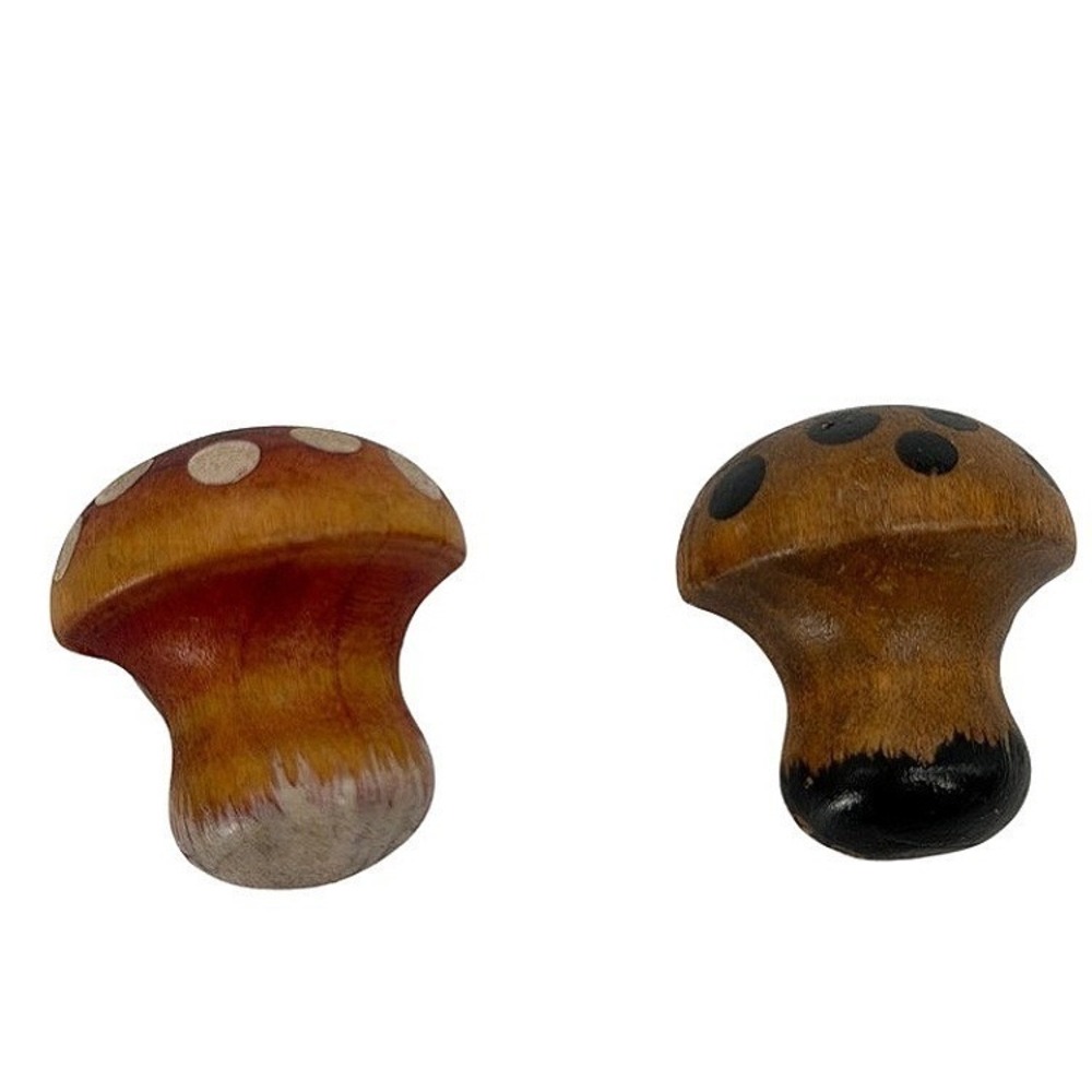 Mushroom Magnets Set of 2 Small Wooden Hand Painted Fridge Decor Boho Nature
